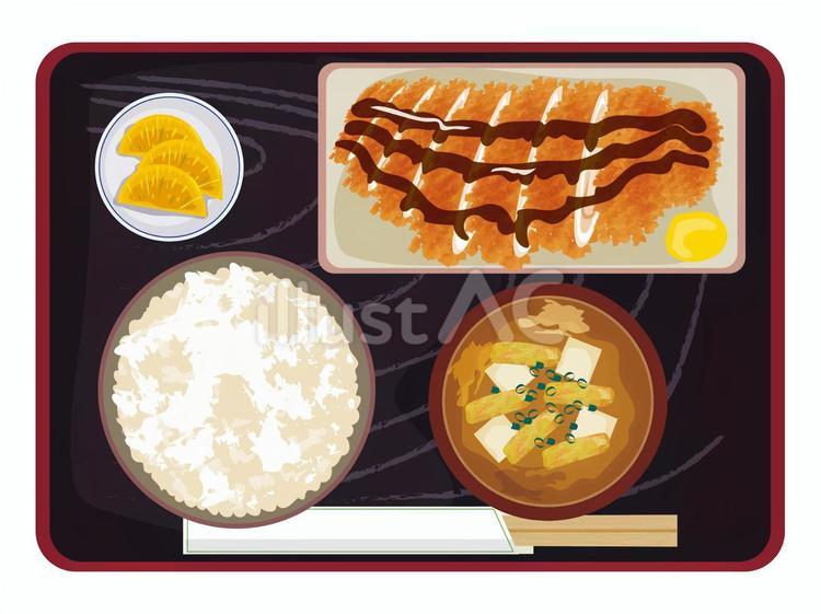 とんかつ定食 白米,味噌汁,定食のイラスト素材