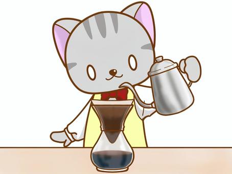 コーヒー屋さん コーヒー,喫茶店,マスター,ドリップコーヒー,ねこ,動物,カフェ,休息,可愛い,イラストのイラスト素材