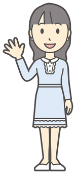  ワンピースお嬢様-409-全身 笑顔,お嬢様,女性,女の子,オシャレ,人物,かわいい,微笑む,にっこり,ニコニコのイラスト素材