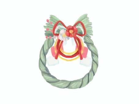 しめ縄のイラスト 正月,装飾,正月飾り,注連縄,注連飾り,手描き,厚塗りのイラスト素材