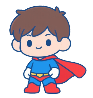 スーパーマンの格好をした男の子 スーパーマンの格好をした男の子 スーパーマン,マント,男の子,可愛い,キャラクター,ゆるかわ,二頭身,長靴,コスプレ,ヒーローのイラスト素材