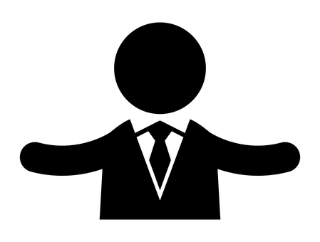 両手を広げるネクタイの人 人物,アイコン,ビジネス,スーツ,ネクタイ,両手,広げる,シルエット,黒のイラスト素材