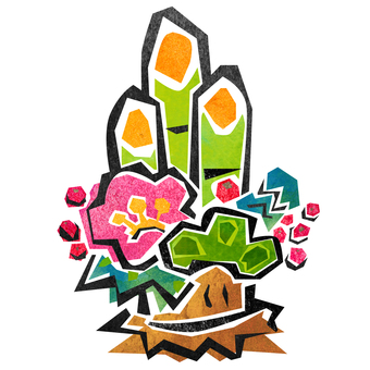 版画風の門松イラスト-04 門松,正月,お正月,元旦,賀正,新春,迎春,正月飾り,松竹梅,松のイラスト素材