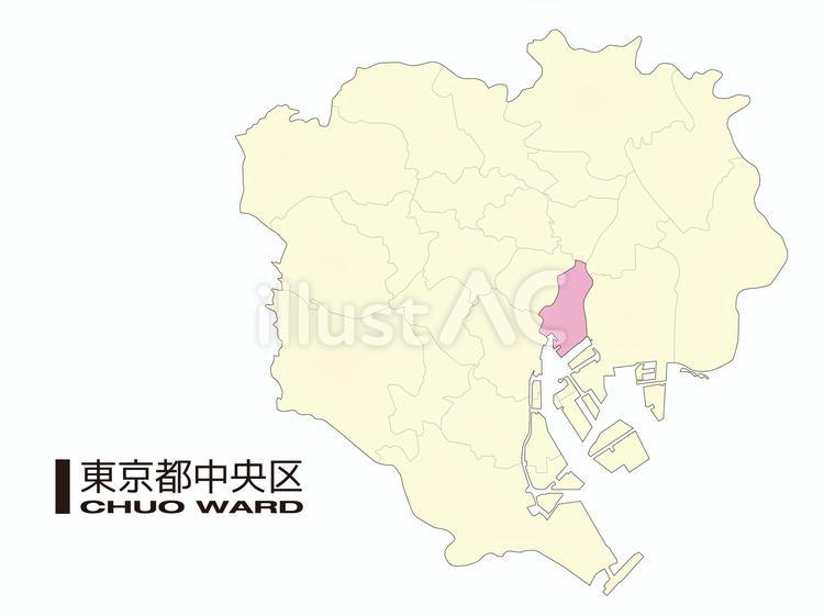 東京都中央区の位置地図_03 中央区,東京都,23区のイラスト素材