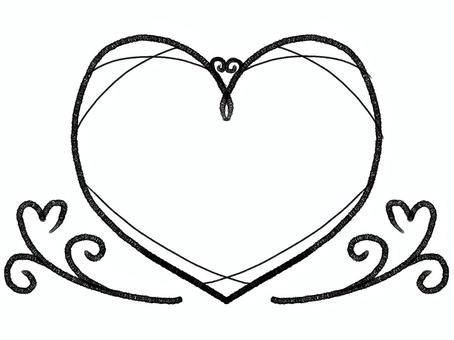 ハートの飾りフレーム線画 ハート,フレーム,枠,手描き,背景透過,バレンタイン,愛,素材,パステルカラー,おしゃれのイラスト素材