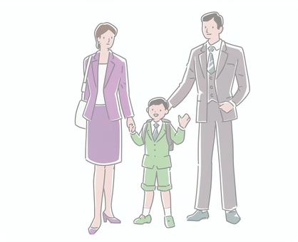 小学校 新入学の親子 小学校 新入学の親子 新入学,親子,小学校,シンプル,薄い,正装のイラスト素材