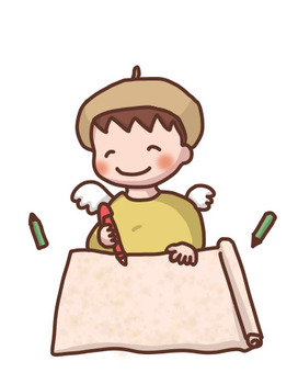 巻物にペンでシナリオを書く人 巻物,設計図,ベレー帽,デザイン,計画,シナリオ,台本,製図,図面,書き物のイラスト素材