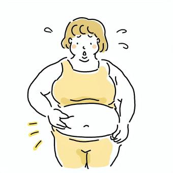 肥満太った体型女性イラスト 太った,肥満,体型,女性,女の子,ダイエット,正月太り,手描き,イラスト,まんがのイラスト素材