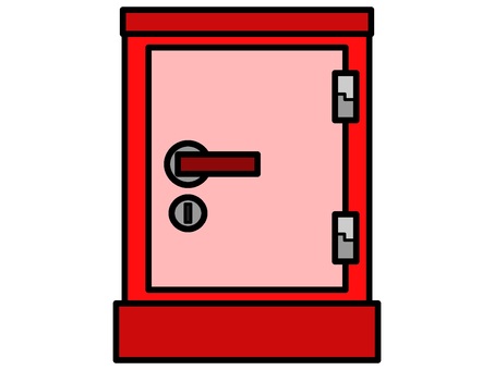 金庫のアイコン『赤』 金庫,保管,管理,道具,ドア,開閉,ドアノブ,鍵穴,モチーフ,カラーのイラスト素材
