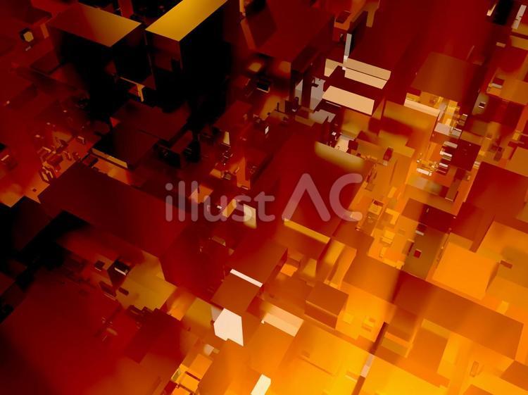 燃える迷宮 3d,cg,ブロックのイラスト素材