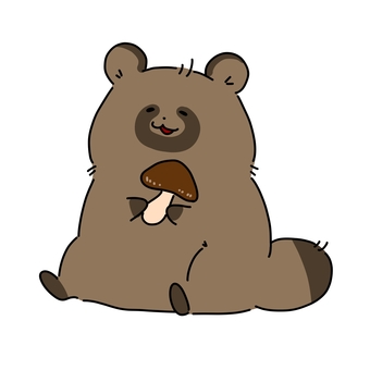 キノコを持つ狸 狸,動物,手書き,かわいい,ゆるい,きのこ,秋のイラスト素材