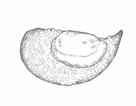 【トルコ料理】ミディエドルマのイラスト ミディエドルマ,ムール貝,食べ物,トルコ,米,手描き,リアル,モノクロ,挿絵,白バックのイラスト素材