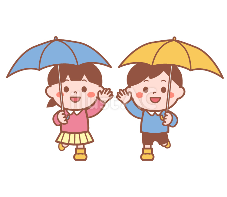 傘をさす男の子女の子 人物,傘,子供のイラスト素材