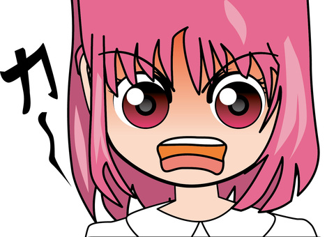 怒る女子 怒る,怒り,感情,表情,険しい,興奮,アニメ,顔,女子のイラスト素材