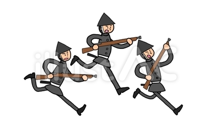 突撃する新政府軍兵士達