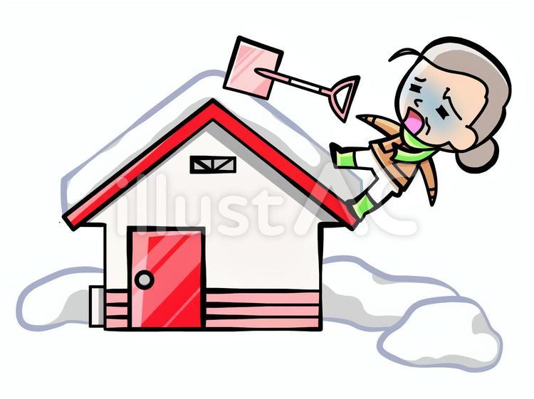 雪下ろし中の事故20180228-3 雪下ろし,雪掻き,除雪のイラスト素材