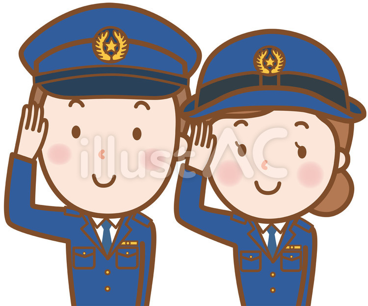 警察官男女：敬礼 警察官,警官,おまわりさんのイラスト素材