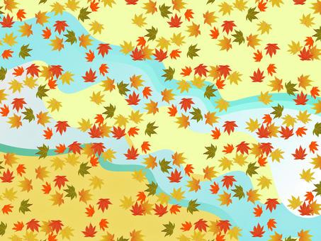 秋　もみじ　紅葉 背景,壁紙,ポストカード,秋,もみじ,紅葉,枯葉,流れ,川,自然のイラスト素材