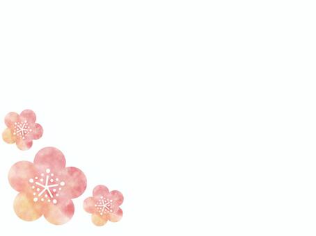 かわいい梅の花フレーム 背景,梅,花,梅の花,年賀状,模様,パターン,自然,キラキラ,和のイラスト素材