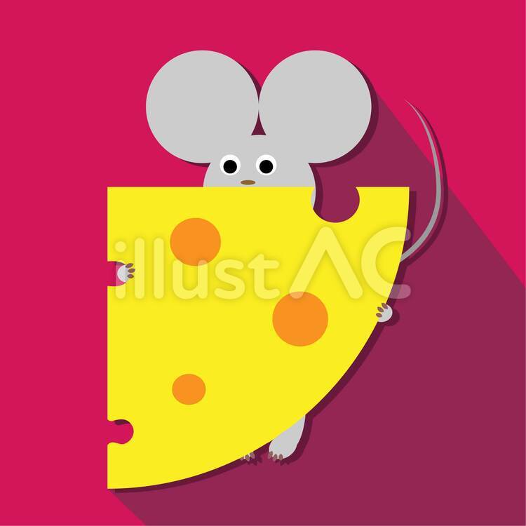 大きなチーズを抱えるネズミ ネズミ,チーズ,可愛いのイラスト素材