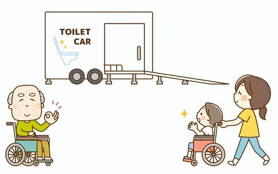 トイレトレーラー　車椅子でも使えるトイレ