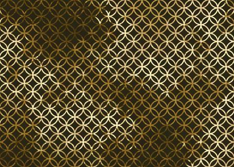 ゴールドと黒の七宝柄 七宝,和柄,パターン,背景,壁紙,ゴールド,金,メタリック,黒,ブラックのイラスト素材