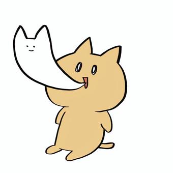 ねこ(たましい) 猫,動物,オレンジ,橙色,アニマル,かわいい,可愛い,癒し,シンプル,生き物のイラスト素材