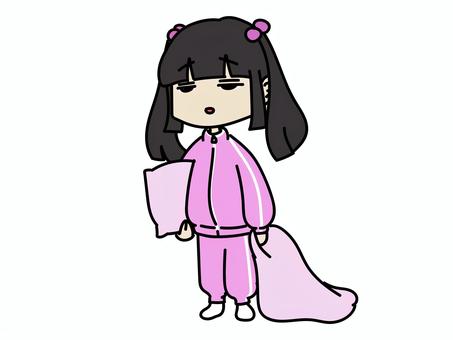 とっても眠い地雷系女子　ピンク 寝る,眠る,地雷系女子,女の子,就寝,睡眠,休む,仮眠,熟睡,昼寝のイラスト素材