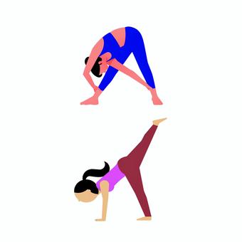 ヨガ 0109 ヨガ,ストレッチ,運動,エクササイズ,トレーニング,ポーズ,女性,フィットネス,柔軟,体操のイラスト素材