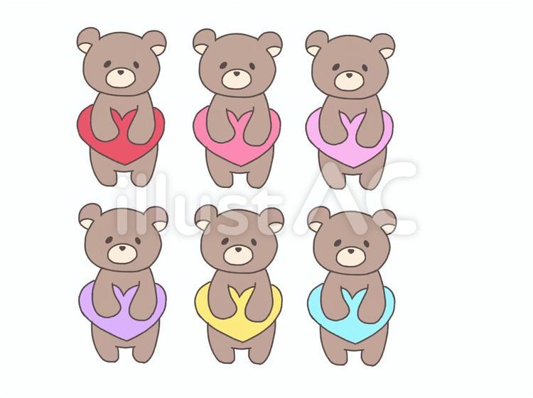 ハートを持ったクマのセット クマ,ハート,可愛いのイラスト素材
