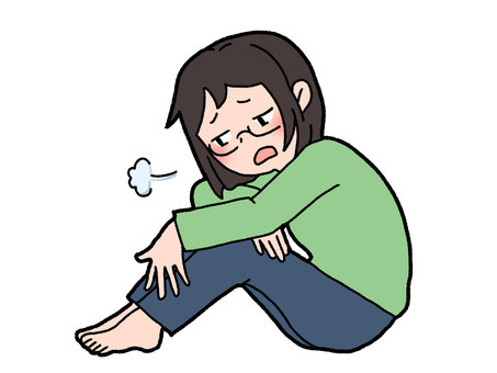 憂鬱な気持ち 憂鬱,ネガティブ,溜息,女性,苦しい,メンタル,悲しい,辛い,鬱病のイラスト素材