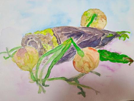 タケノコと玉ねぎ タケノコと玉ねぎ たけのこ,玉ねぎ,春のイラスト素材