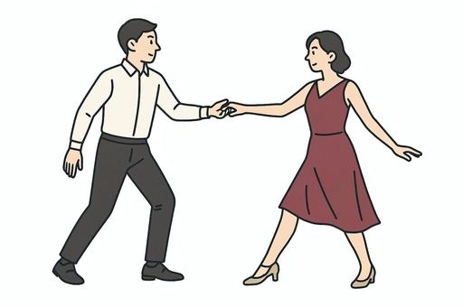 スローに歩むルンバ 社交ダンス,ルンバ,ペア,ダンス,カップル,ステップ,優雅,ダンサー,女性,男性のイラスト素材