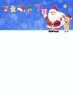 クリスマスの背景、フレーム54 クリスマス,サンタクロース,トナカイ,フレーム,背景,サンタ,プレゼント,かわいい,枠,飾り枠のイラスト素材