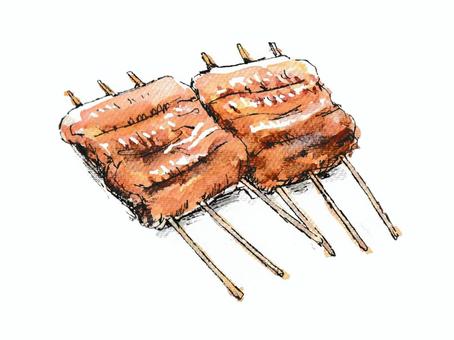 スタミナつける　鰻の蒲焼き 鰻,蒲焼,食べ物,料理,食事,スタミナ,土用の丑,炭焼き,串,魚介類のイラスト素材