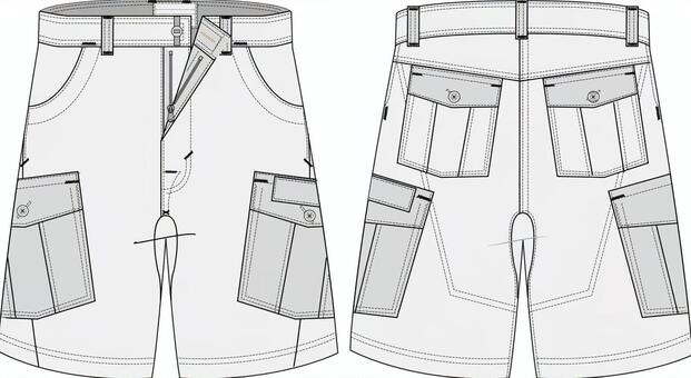 ショーツCAD図 ショーツ,パンツ,スポーツ,ファッション,アパレル,ベクター,テンプレート,線画,素材,セットのイラスト素材