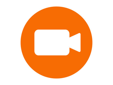 丸入りビデオカメラ（オレンジ） ビデオ,カメラ,撮影,アイコン,動画,映画,編集,映像,マーク,収録のイラスト素材