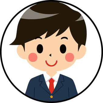 ネクタイ締めた男性丸アイコンその１ 男性,人物,会社員,男子,学生,男子学生のイラスト素材