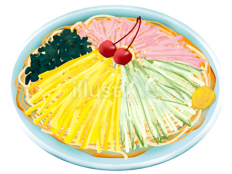 冷やし中華 冷やし中華,錦糸卵,きゅうりのイラスト素材