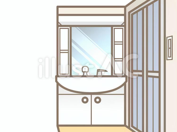 集合住宅の洗面所201119 洗面所,脱衣所,洗面台のイラスト素材