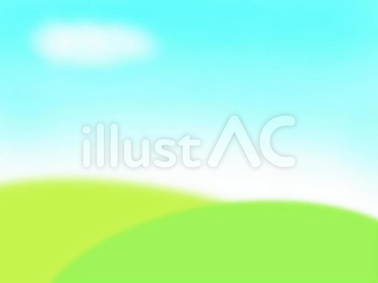 緑の丘と白い雲 丘,背景素材,壁紙のイラスト素材
