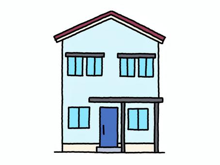 一戸建住宅 一戸建て,2階建て,住宅,家,建物,線画,シンプル,手描きのイラスト素材