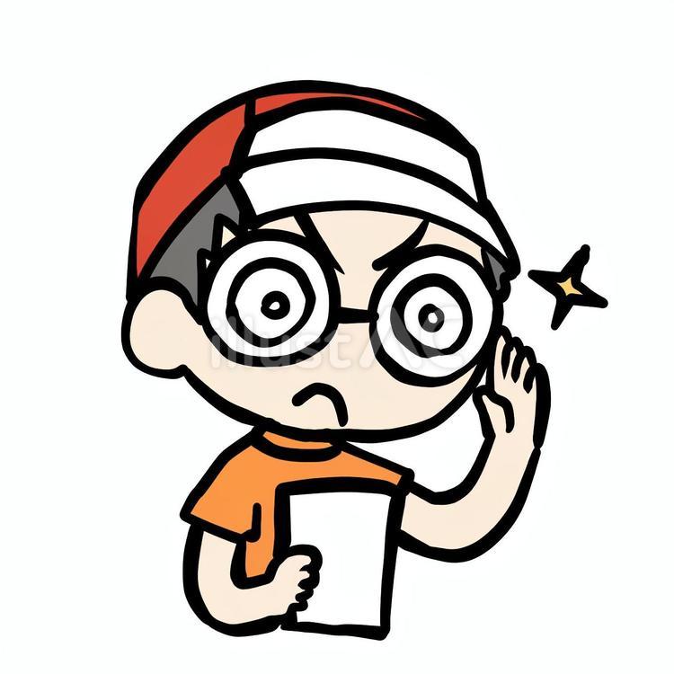 瓶底眼鏡の少年 少年,瓶底眼鏡,キリッのイラスト素材