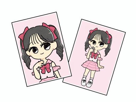 アイドル写真 アイドル,女の子,二次元,推し活,ブロマイド,ウインク,写真,グッズ,かわいい,ファンサのイラスト素材