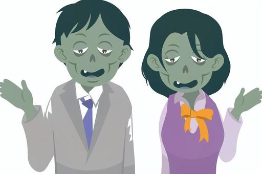 ゾンビ会社員男女 ゾンビ,会社員,アンデッド,死体,サラリーマンのイラスト素材