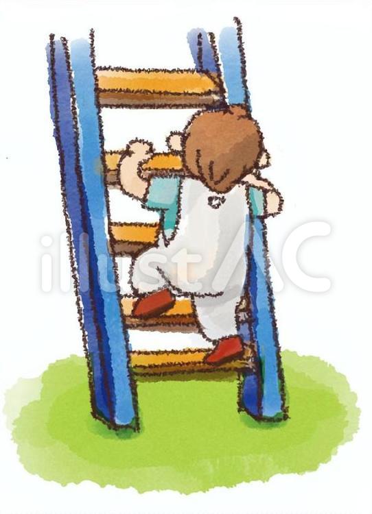 階段登れるようになったよ！（1歳） 階段,梯子,登るのイラスト素材