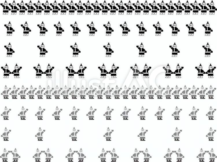 サンタアイコン罫線(モノクロ) サンタクロース,クリスマス,白髭のイラスト素材