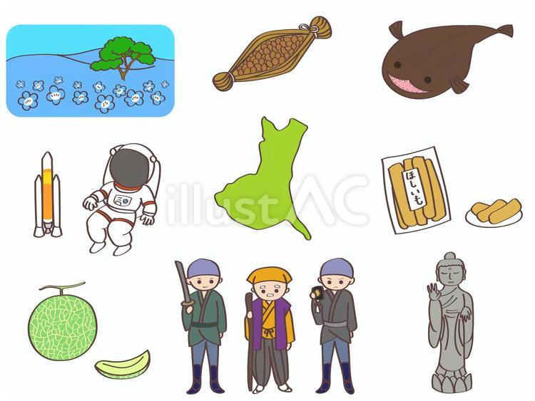 茨城県の名物イラストセット 茨城,茨城県,名産品のイラスト素材