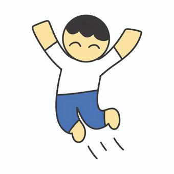 ジャンプしてる人 人,人間,ジャンプ,飛ぶ,笑顔,喜び,手描き,シンプル,ワンポイント,ピクトグラム風のイラスト素材