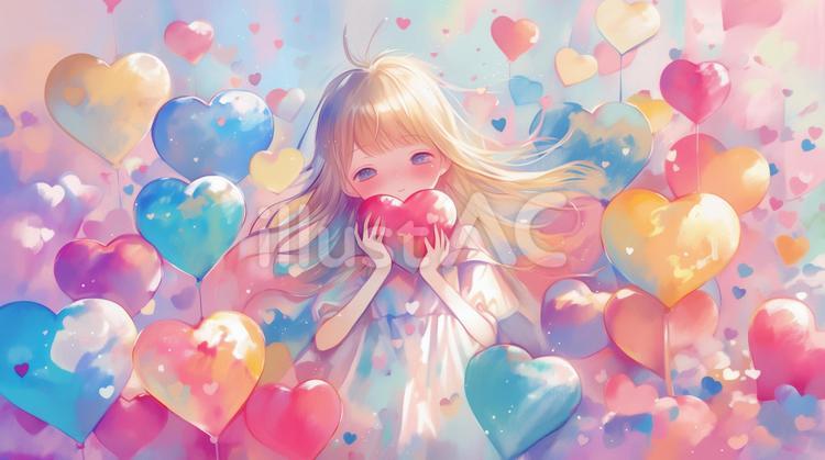ハートと女の子 ハート,愛,恋のイラスト素材
